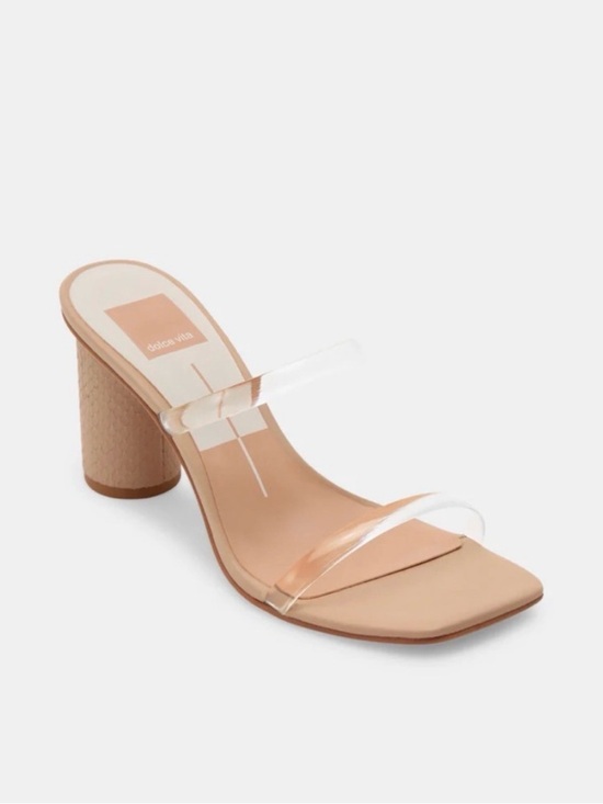 Dolce Vita Shoes - Dolce Vita Beige Nude Block Heel Mule with Clear Straps